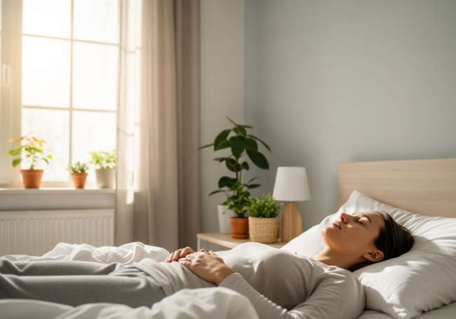person relaxing and breathing easily in a spotless bedroom - "I need to book a one-time deep cleaning in Kirkland, WA for my house."