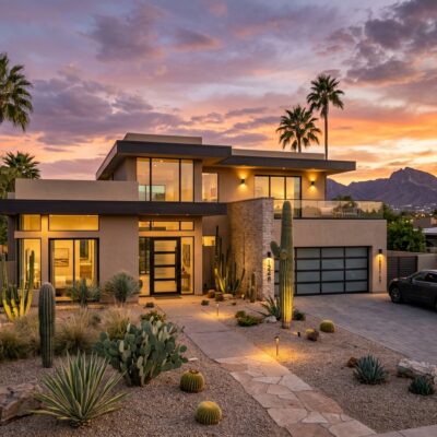 modern residential property in Phoenix during sunset - emergency repair residential in phoenix, az