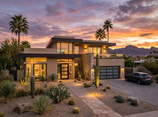 modern residential property in Phoenix during sunset - emergency repair residential in phoenix, az